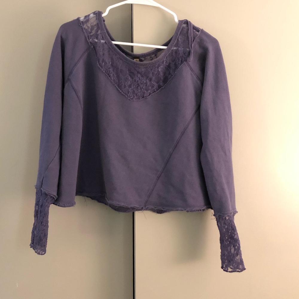 Free People Lace Terry Pullover ASO Violet Harmon